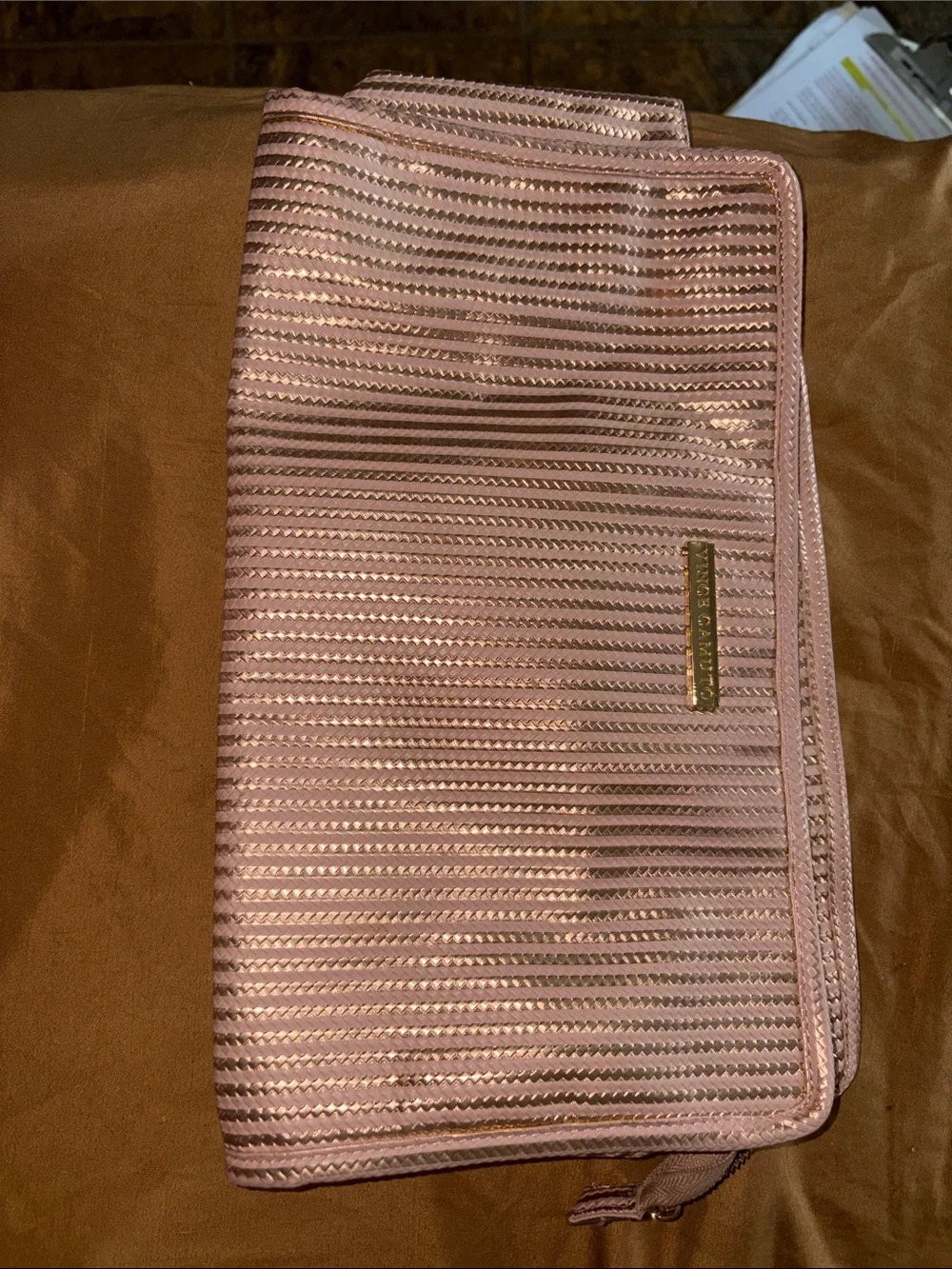 Metallic Pink Fold-Over Clutch - Unbranded